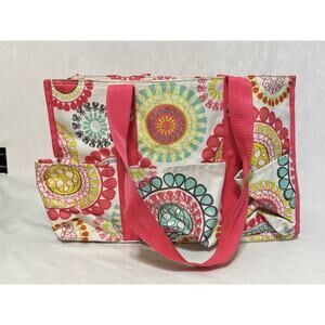 Thirty One Organizing Utility Tote 15 x 10 x 6 Pockets Citrus Medallions